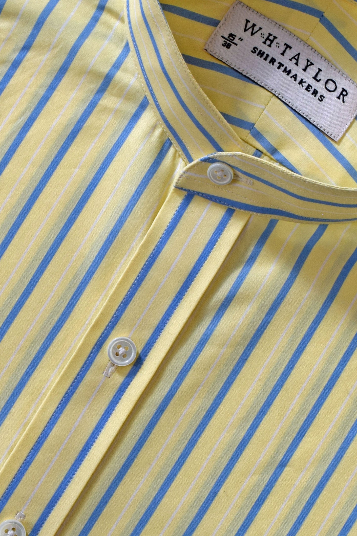 Yellow & Blue Stripe Poplin Men's Bespoke Shirt