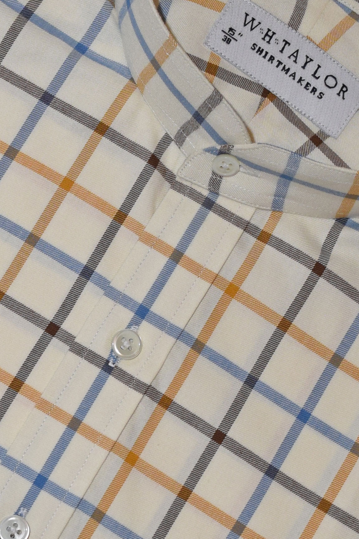 Blue, Brown & Tan Tattersall Check Poplin Men's Bespoke Shirt