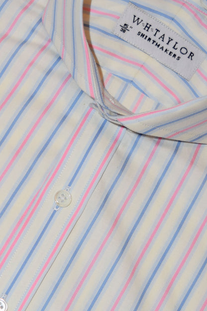 Blue & Pink Shadow Stripe Oxford Men's Bespoke Shirt