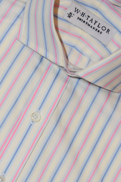 Blue & Pink Shadow Stripe Oxford Men's Bespoke Shirt