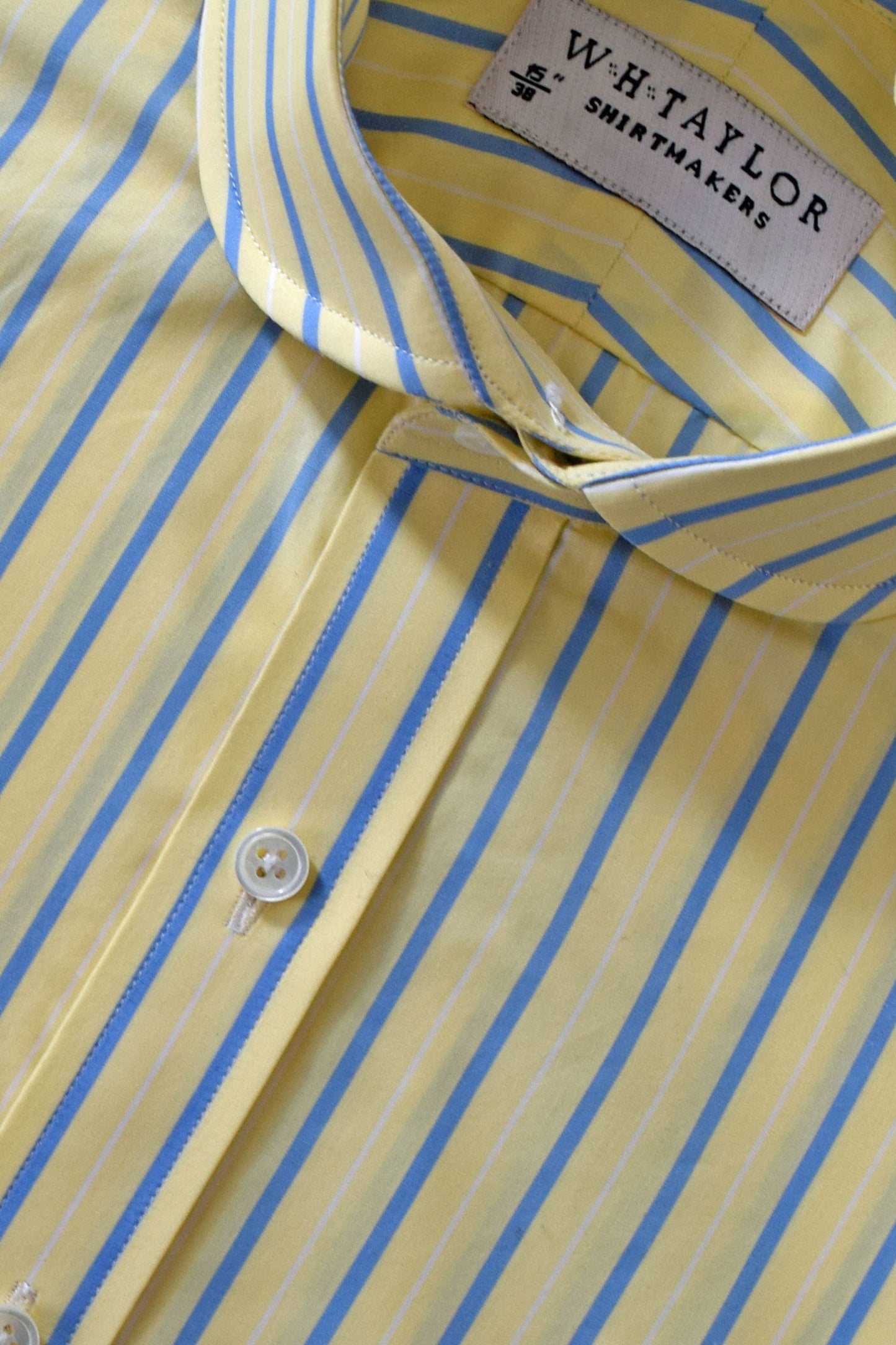 Yellow & Blue Stripe Poplin Men's Bespoke Shirt