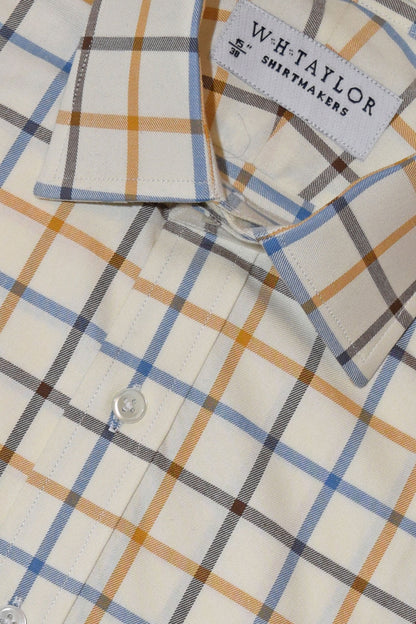 Blue, Brown & Tan Tattersall Check Poplin Men's Bespoke Shirt