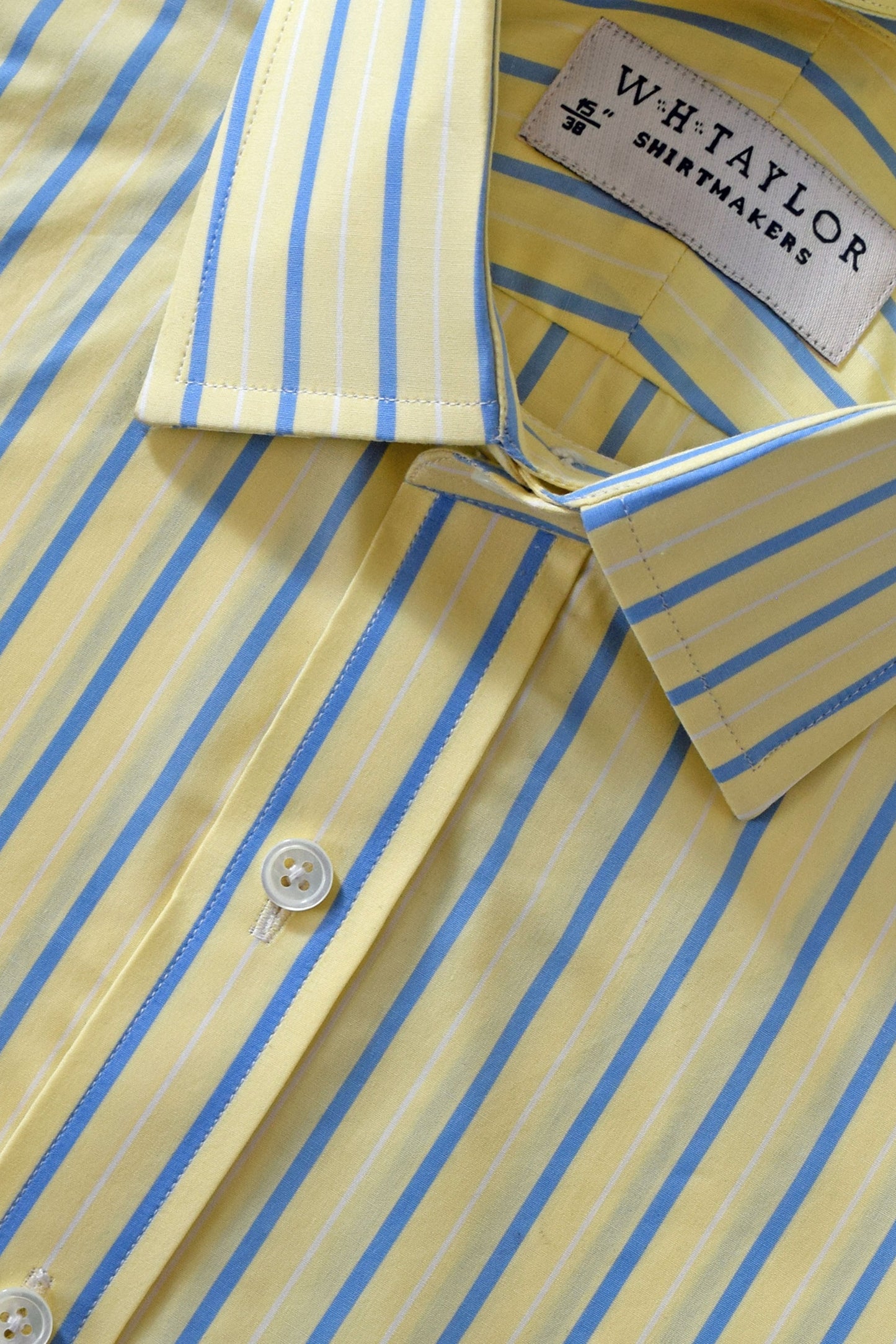 Yellow & Blue Stripe Poplin Men's Bespoke Shirt