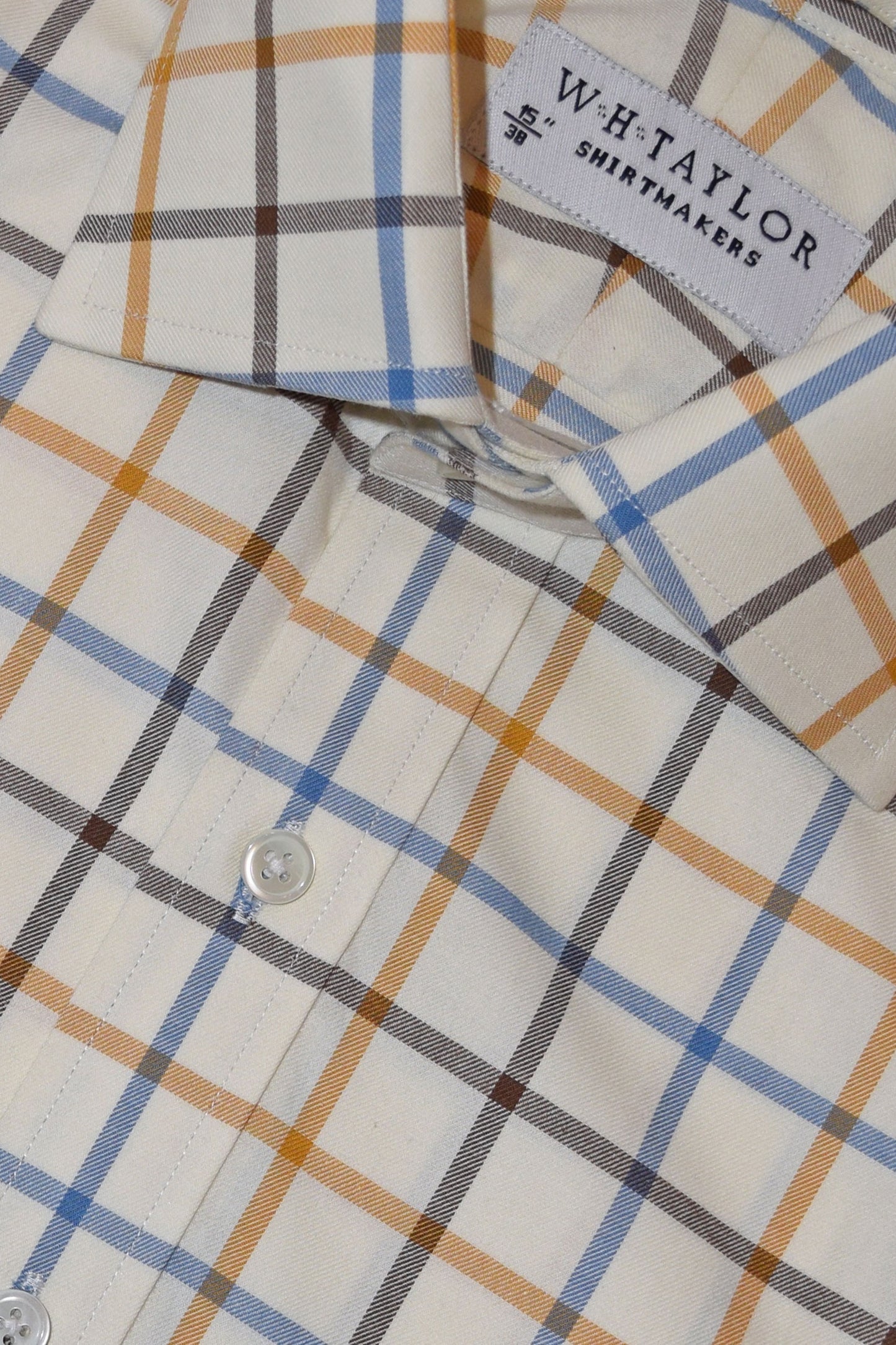 Blue, Brown & Tan Tattersall Check Poplin Men's Bespoke Shirt