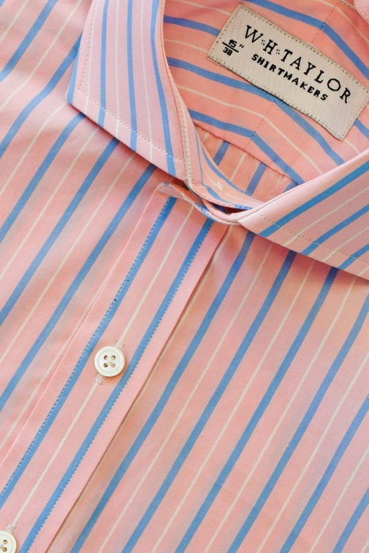 Pink & Blue Stripe Men's Bespoke Shirt