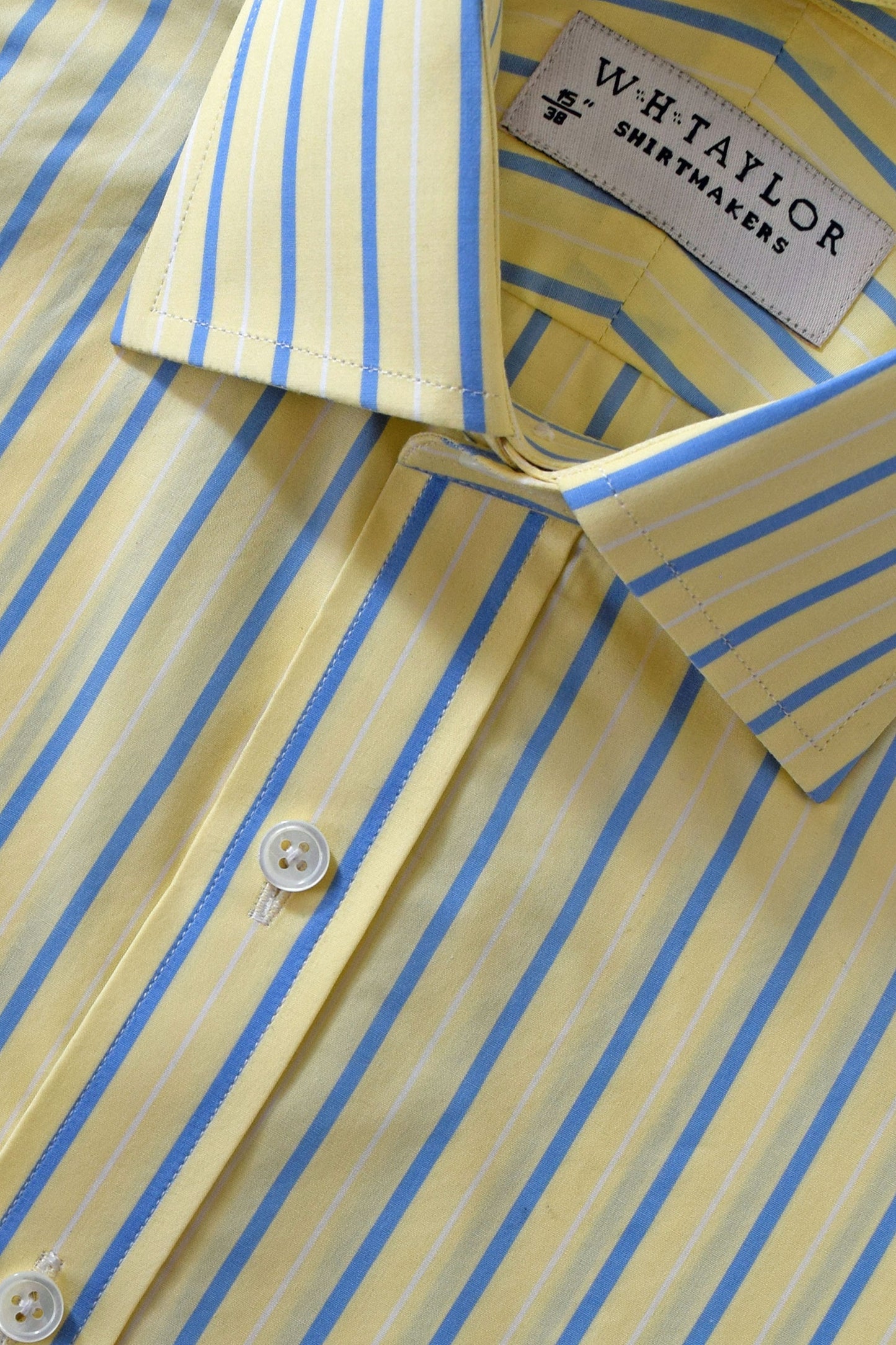 Yellow & Blue Stripe Poplin Men's Bespoke Shirt