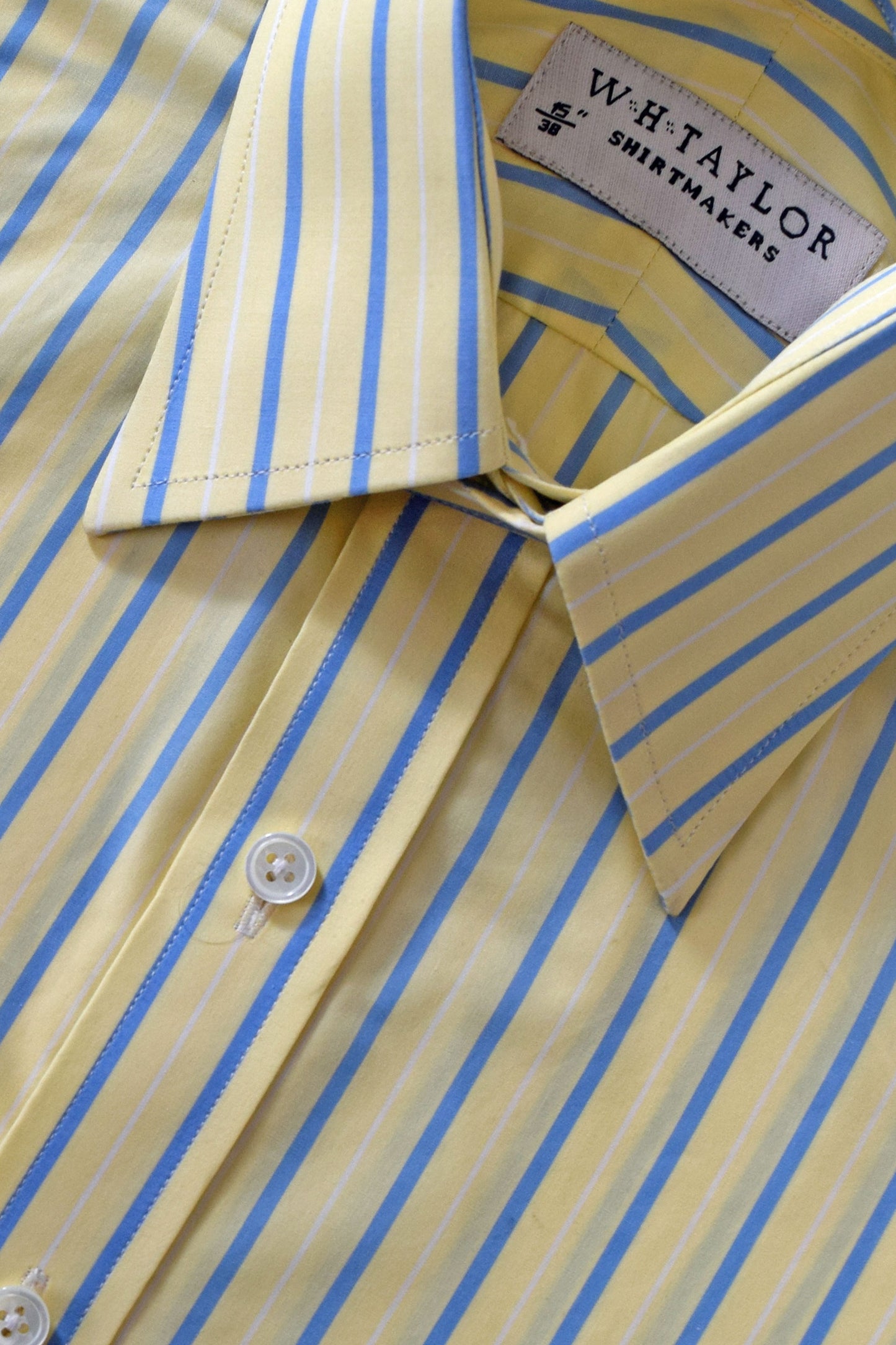 Yellow & Blue Stripe Poplin Men's Bespoke Shirt