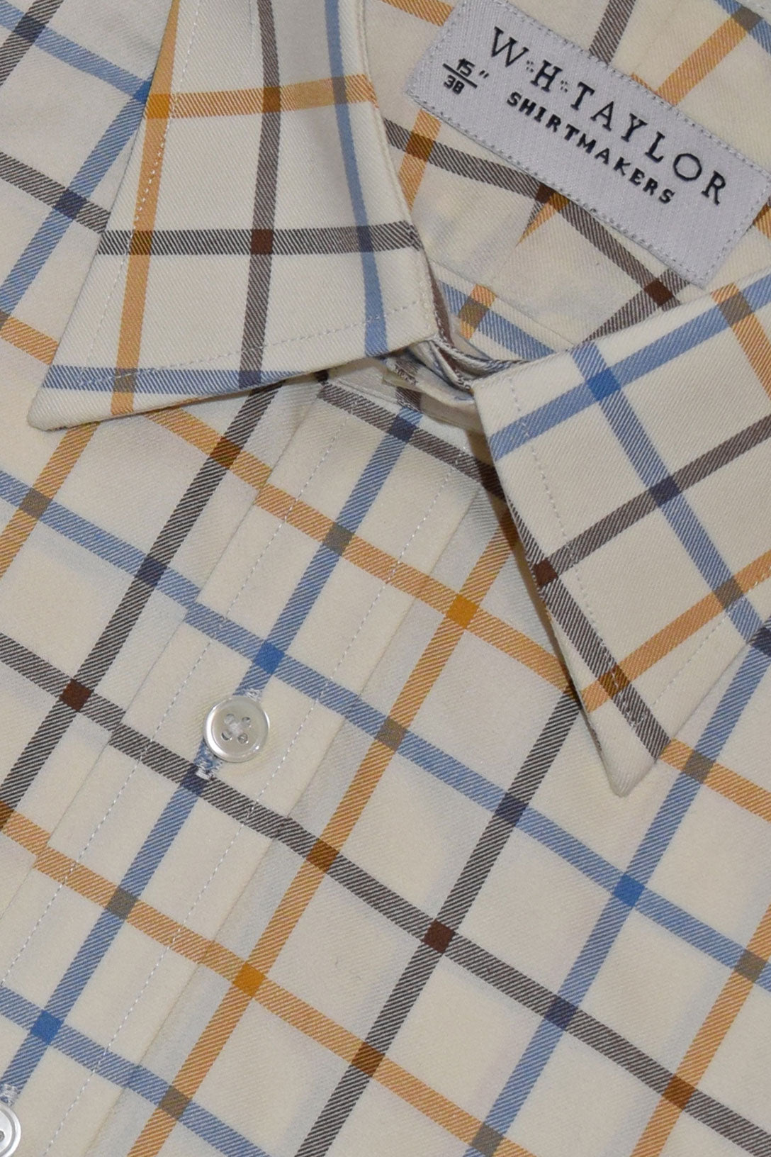 Blue, Brown & Tan Tattersall Check Poplin Men's Bespoke Shirt