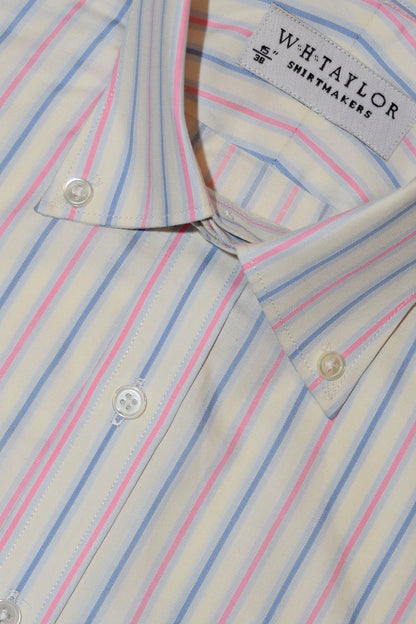 Blue & Pink Shadow Stripe Oxford Men's Bespoke Shirt