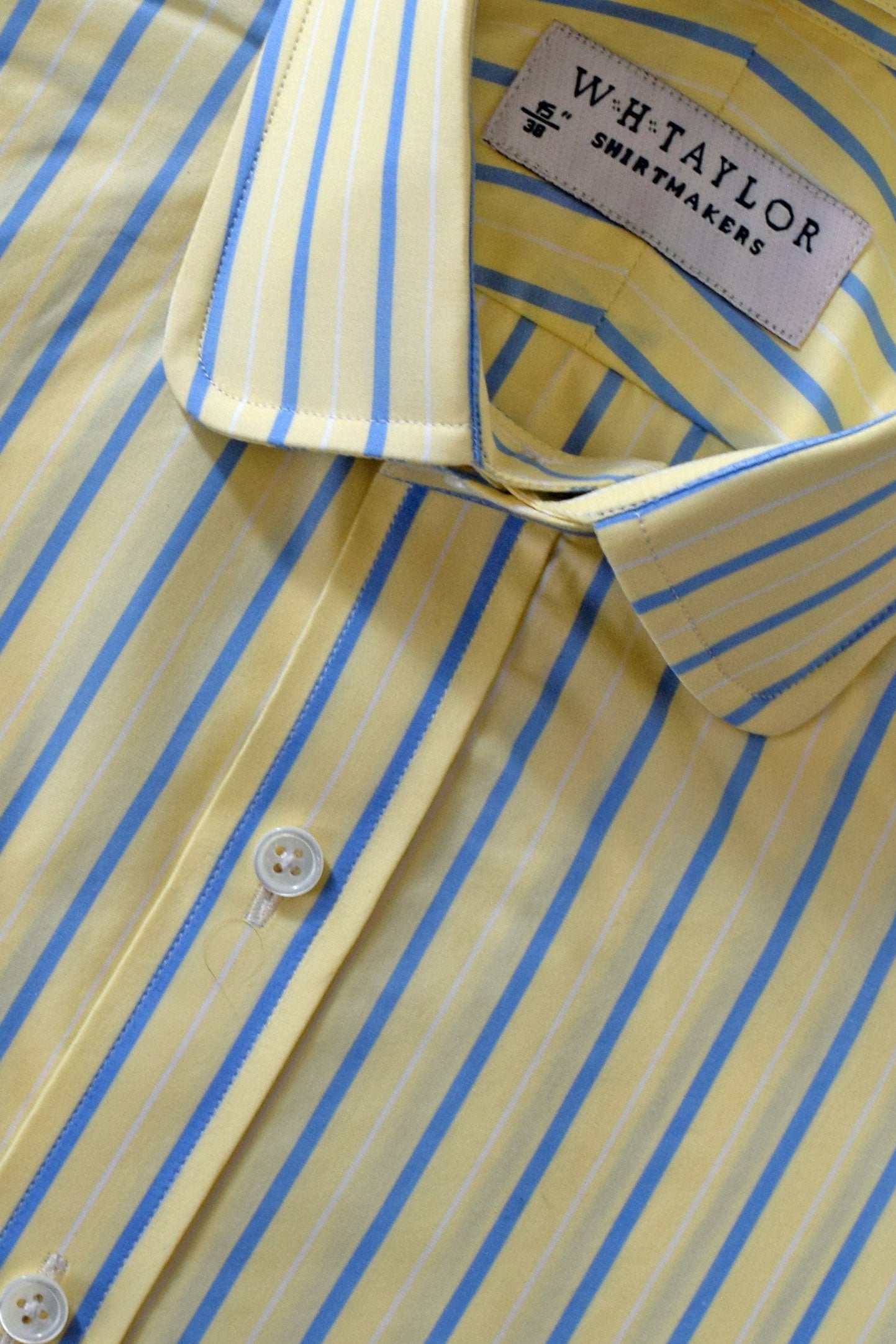 Yellow & Blue Stripe Poplin Men's Bespoke Shirt