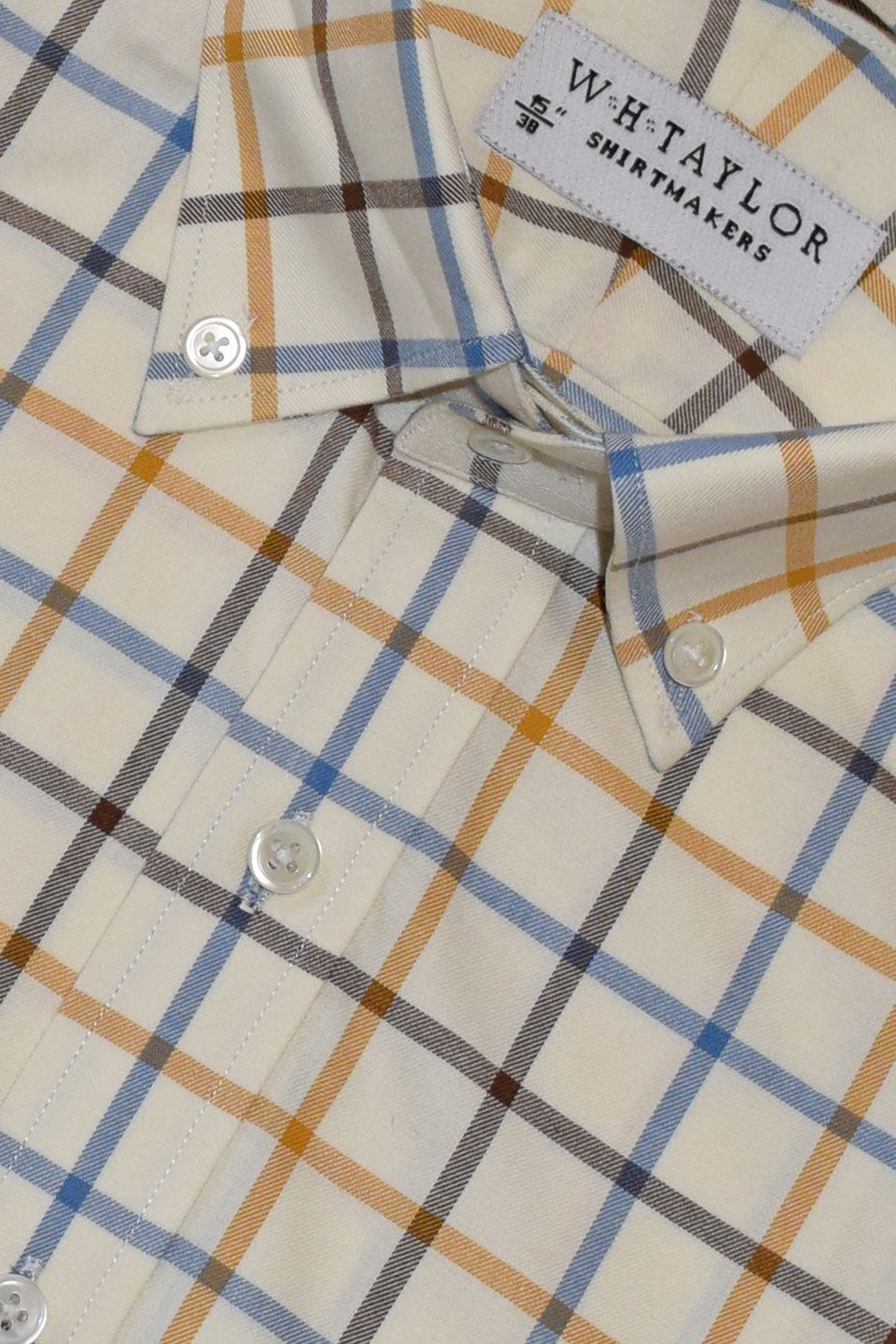 Blue, Brown & Tan Tattersall Check Poplin Men's Bespoke Shirt