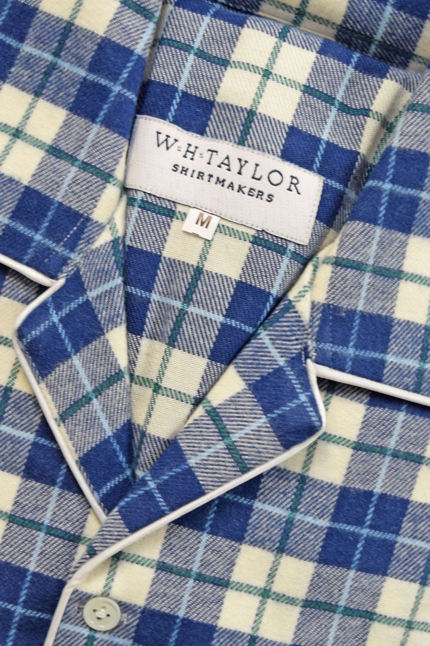 Navy Green Maras Checked Brushed Cotton Mens Pyjamas