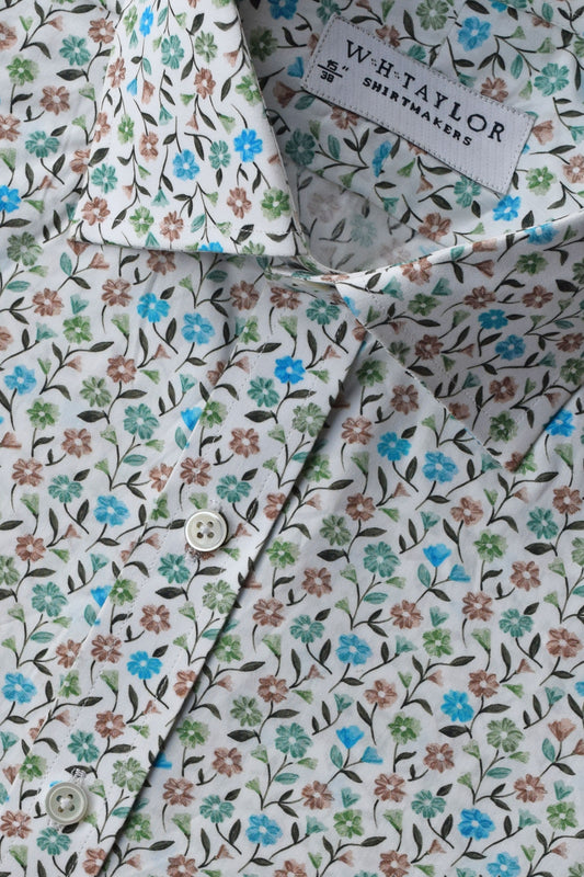 Blue Floral Print Bespoke Mens Shirt