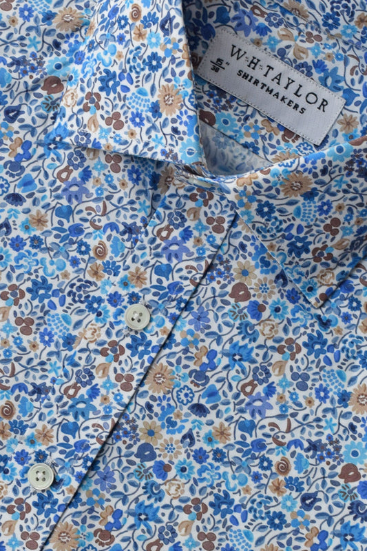 Blue Floral Print Bespoke Mens Shirt