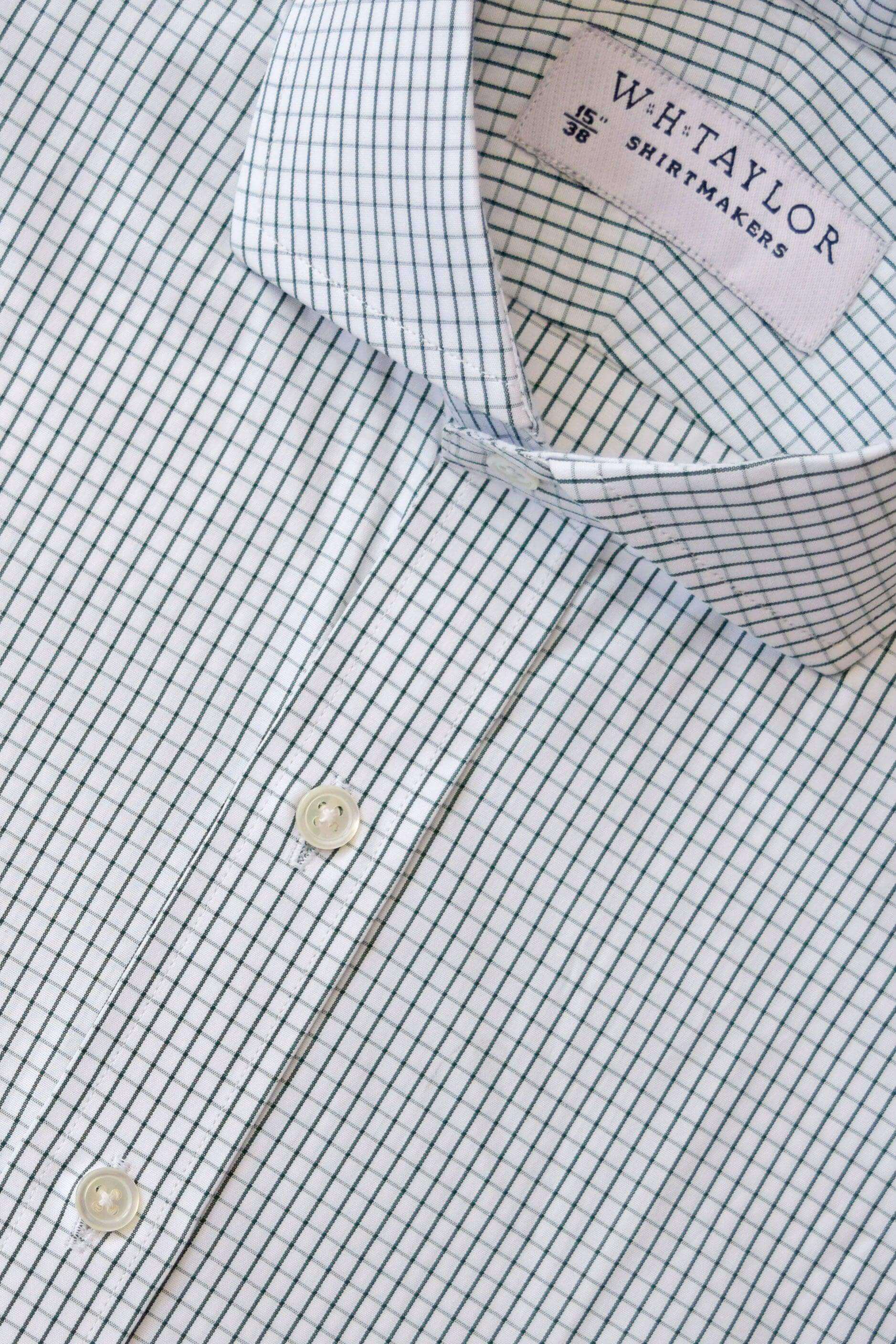 Green Graph Check Men's Bespoke Shirt - 100% Cotton – W.H Taylor ...