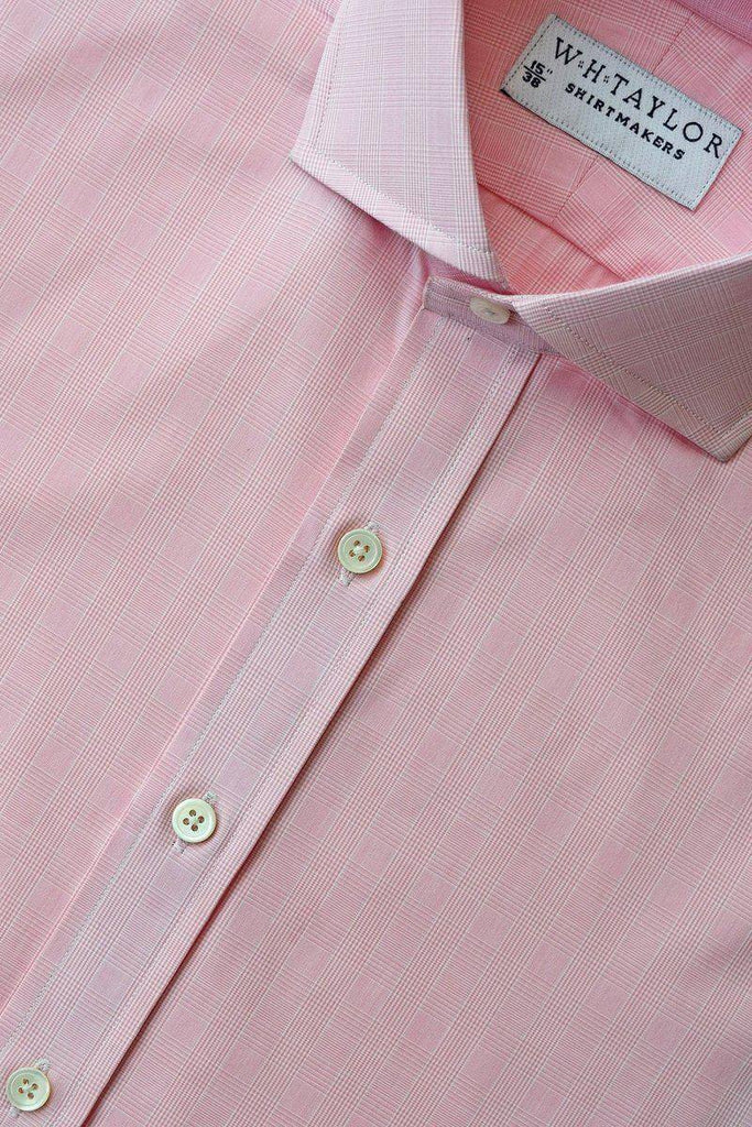 Pink Mini Prince of Wales Check Poplin Men's Bespoke Shirt
