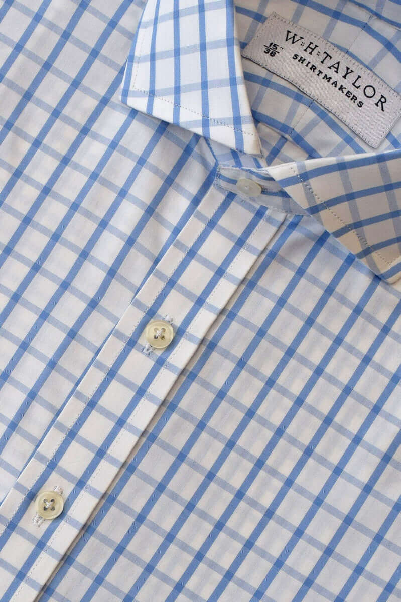 Sky Windowpane Check Poplin Men's Bespoke Shirt – W.H Taylor Shirtmakers