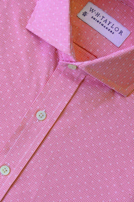 Cerise Crossed Shepherd Check Ladies Bespoke Shirt - whtshirtmakers.com