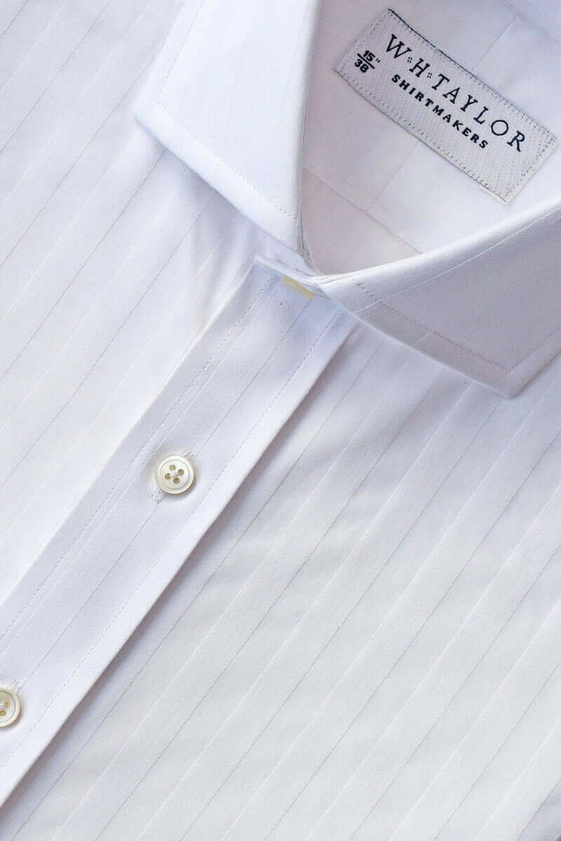 White Butcher Stripe Poplin Ladies Bespoke Shirt - whtshirtmakers.com