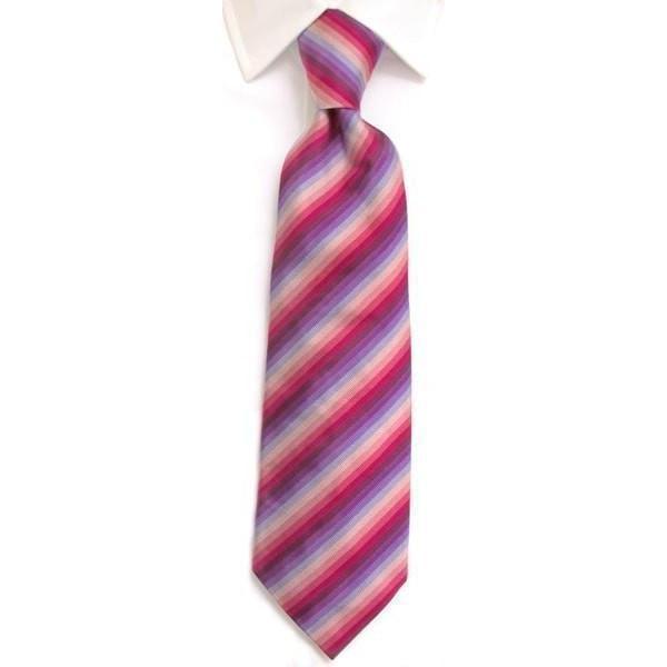 Handmade Mauve and Cerise Rainbow Stripe Silk Tie